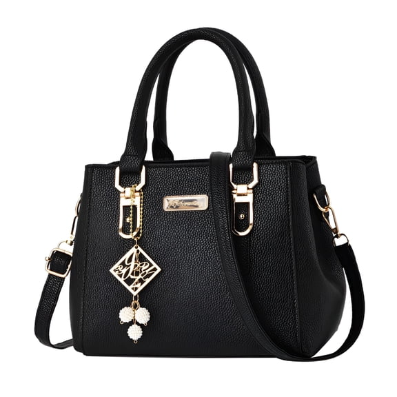 AOMRCOL Purses and Handbags for Women Tote Shoulder Bag Satchel Black Purse Pu Leather Top Handle for Ladies Black Shoulder Bag