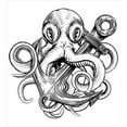thumbnail image 3 of Octopus Duvet Cover Set, Illustration of an Octopus Holding a Ships Anchor in a Vintage Woodblock Style, Decorative 3 Piece Bedding Set with 2 Pillow Shams, King Size, Black White, by Ambesonne, 3 of 3