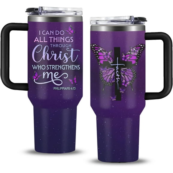 Christian Gifts for Women, 40 oz God Says You Are Pink Tumbler with Handle, Inspirational Religious Birthday Gifts, Spiritual Catholic Faith Jesus Bible God Prayer Gift for Pink Bow Christian Cup