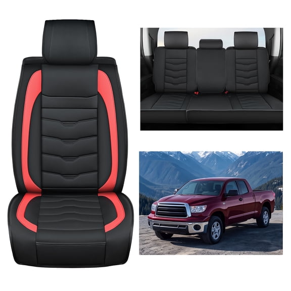 Nilight Car Seat Covers Custom Fit 2008-2024 Toyota Tundra Double Cab CrewMax Cab Waterproof Leather Cushion Full Set with Split Bench 60/40 for SR5 Limited Platinum 1794 Edition, 2 Years Warranty