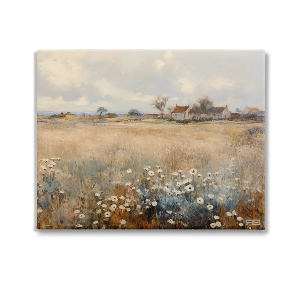 Stupell Industries Cottage & Natural Meadow Landscape Painting Gallery Wrapped Canvas Art Print Wall Art, 20 x 16