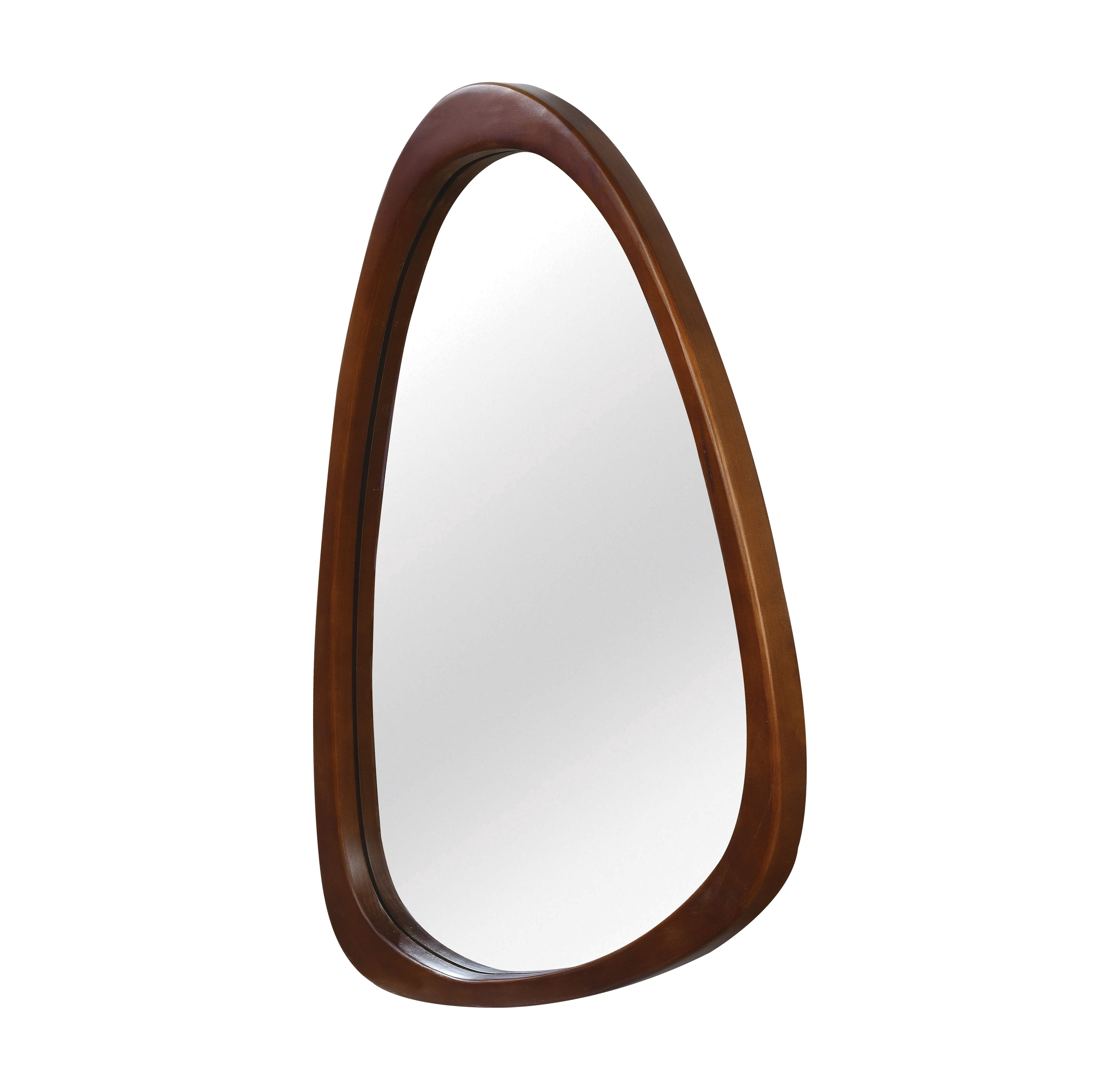 20x30-Inch Irregular Solid Wood Frame Mirror, Decorative Wall Mirror and Vanity Mirror for Bedroom Bathroom Living Room Entryway, Black Walnut