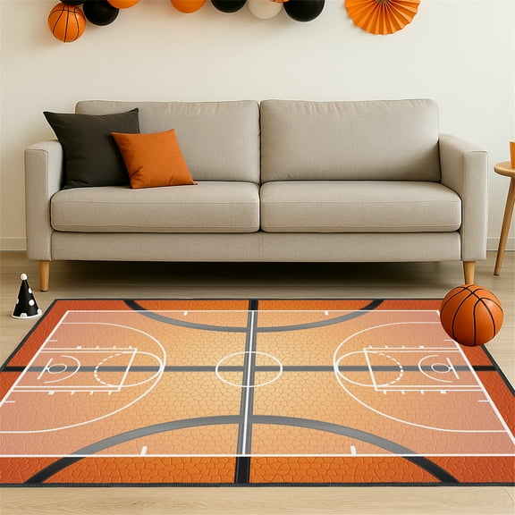 Basketball Rug for Bedroom,3'x5' Non-Slip Sports Rugs, Basketball Court Rug for Living Room or Game Room Decor