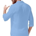 thumbnail image 4 of Camisas de Manga Larga con Botón de Solapa para Hombre de Ajuste Suelto Top de Moda de Bolsillo de Cardigan para el Verano, 4 of 9