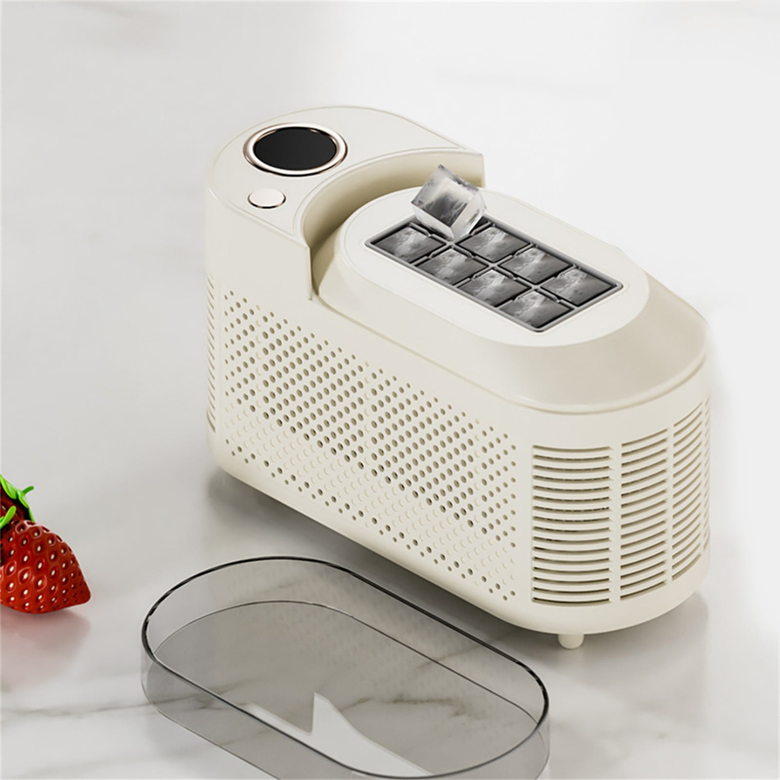 Mini Ice Maker for Countertop - Fast 10-Minute Ice Cube Machine with 12V DC Adapter, Portable for Camping/Cars/Parties - Makes 8 Cubes per Batch