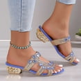 thumbnail image 6 of Jacenvly 2024 New Women's Summer New Rhinestone Color Diamond One Line Thick Sole Fashion Wedge Sandals Blue Sandals for Women, 6 of 8