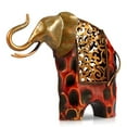 thumbnail image 1 of Escultura metálica de elefante artesanal - Decoración moderna para hogar con diseño abstracto y pintura ecológica, símbolo de prosperidad (25.5x21.5cm), 1 of 6