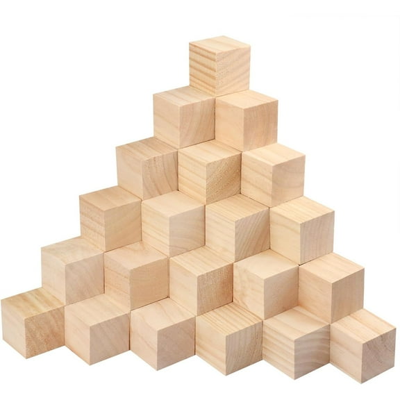 Tutuviw Blank Wood Blocks for Crafting, 1 inch 50 Pcs Unfinished Large Wooden Blocks for Crafts and Decor, Solid Wooden Squares Wood Cubes for Puzzle Making, Carving, Letter Stamps