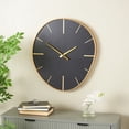thumbnail image 2 of DecMode 21" Black Wooden Wavy Wall Clock with Gold Hands and Markers, 2 of 9
