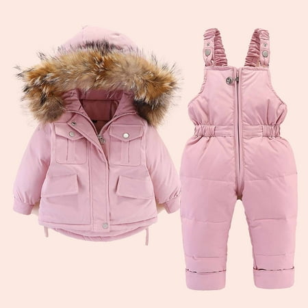 

Spazoro Toddler Girls Boys Puffer Jackets and Pants Fall and Winter Warm Hooded 2pc Suits for Girls Pink Size 2-3 T