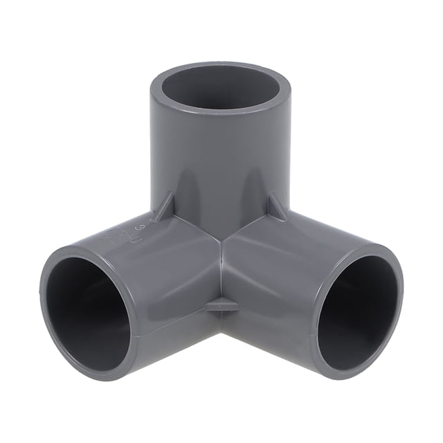 Conector de tubería en forma de codo de 3 vías Uxcell, grado de mobiliario, tamaño de 3/4 pulgadas, accesorios de esquina en forma de T, gris, 2Pcs