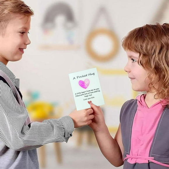Engagement Decorations Children'S Valentine'S Day Cards Children'S Valentine'S Day Gifts with Heart Shaped Resin Stones Classroom'S Day Exchange Gifts Children'S Classroom Valen Book Shelf Decor