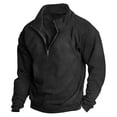 thumbnail image 2 of Leey-World Men's Quarter Zip Fleece Pullover, Stand Collar Thermal Long Sleeve Sweatshirt for Outdoor Casual Hiking(Black,M), 2 of 3