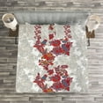 thumbnail image 3 of Ambesonne Floral Quilted Bedspread Set 3 Pcs, Romantic Vİbrant Boho, Queen Size, Red Black Grey, 3 of 3
