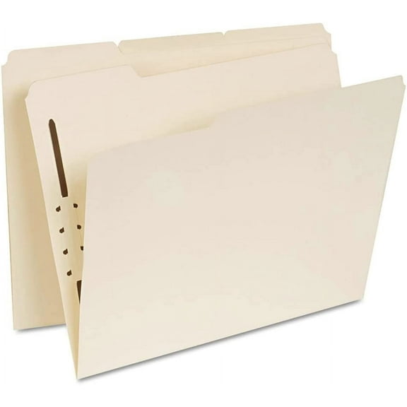 UNV13410 1/3-Cut Tabs Reinforced Top Tab Folders with Fastener - Letter Size, Manila (50/Box)