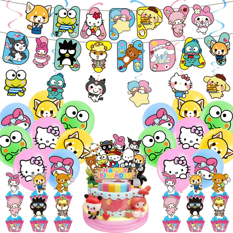 Hello Kitty Backdrop Happy Birthday Party Supplies Background for