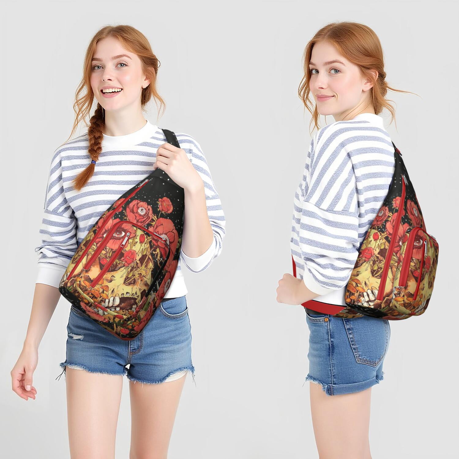 Gothic Fashion Sling Shoulder Bag - Waterproof Crossbody Chest Pack with Anti-Scratch Surface (Ideal for Daily Commute)