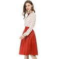 thumbnail image 4 of INSPIRE CHIC Blouse à Col à Volants Noué pour Femme Manches Longues Hauts S Beige Cœurs Rouges, 4 of 8