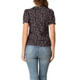 thumbnail image 3 of Allegra K Women's Puff Sleeves Turndown Collar Button Down Floral Blouse, 3 of 6