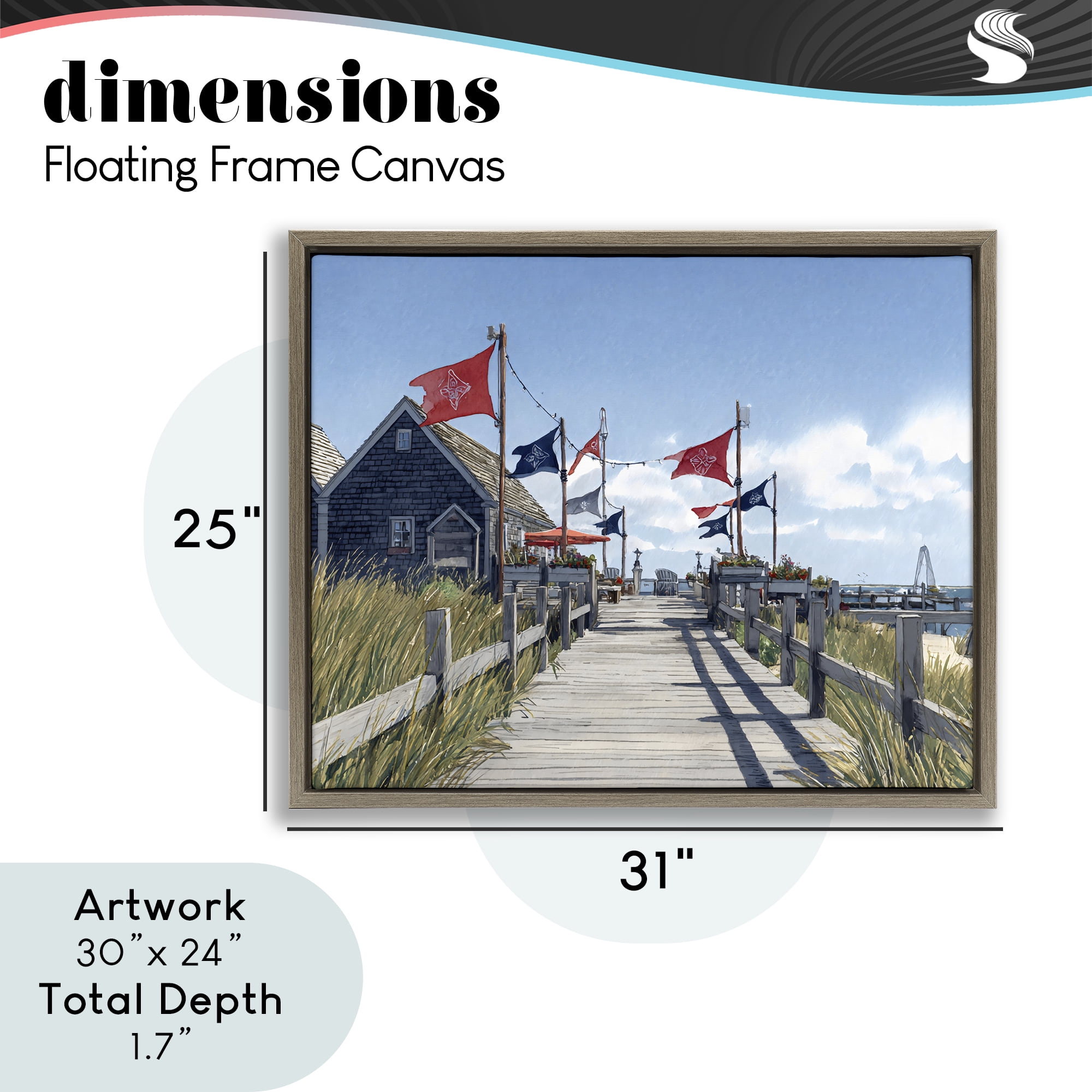 Stupell Industries Summer Boardwalk Stroll Brown Framed Floater Canvas Wall Art, design by Franklyn Gregory