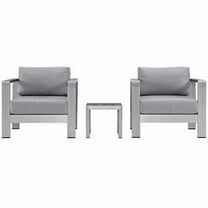 Shore 3 Piece Outdoor Patio Aluminum Sectional Sofa Set, Silver Gray