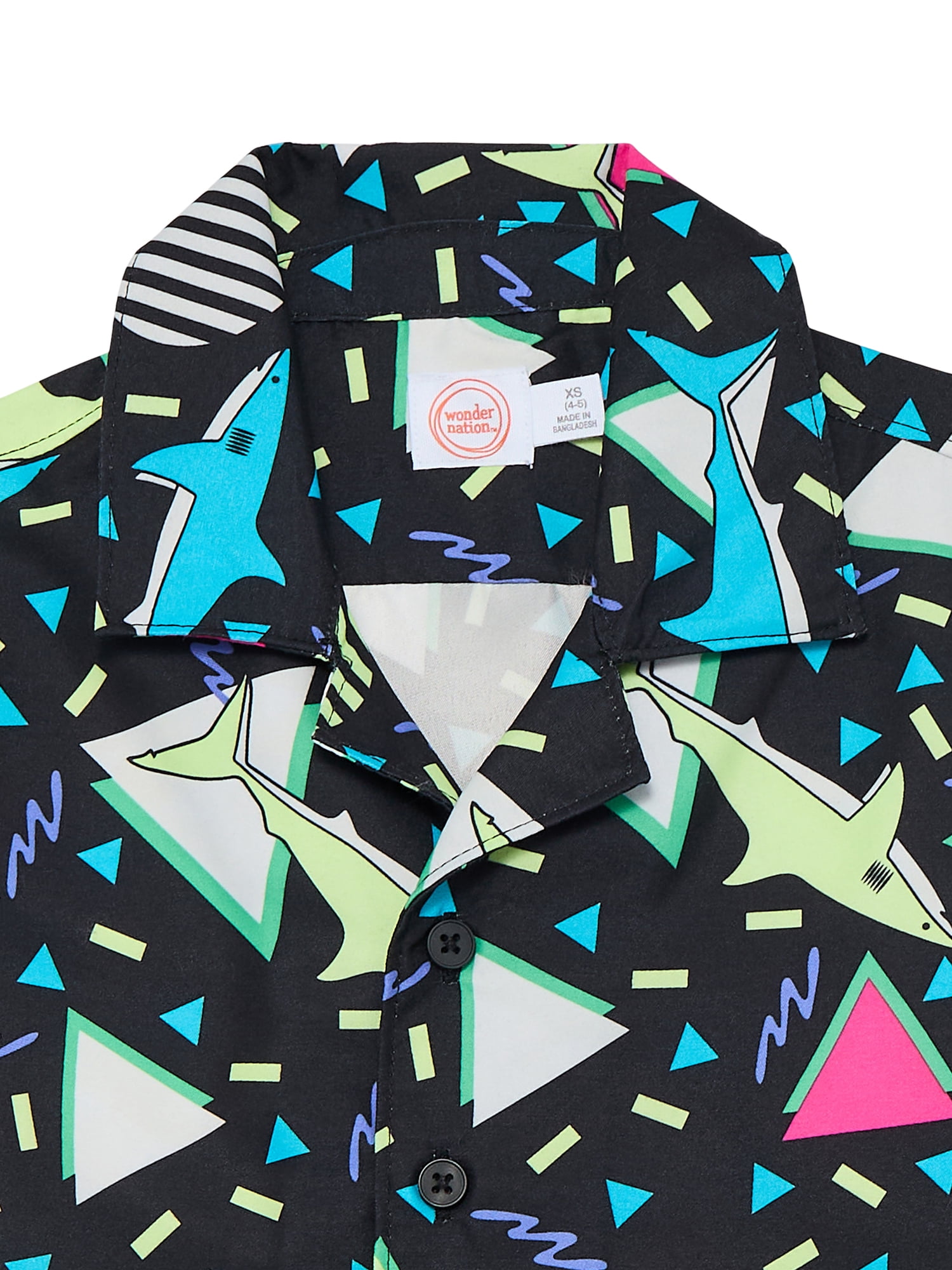 Wonder Nation Little and Big Boys Cabana Sun Shirt with UPF50+, Sizes 4-18 & Husky