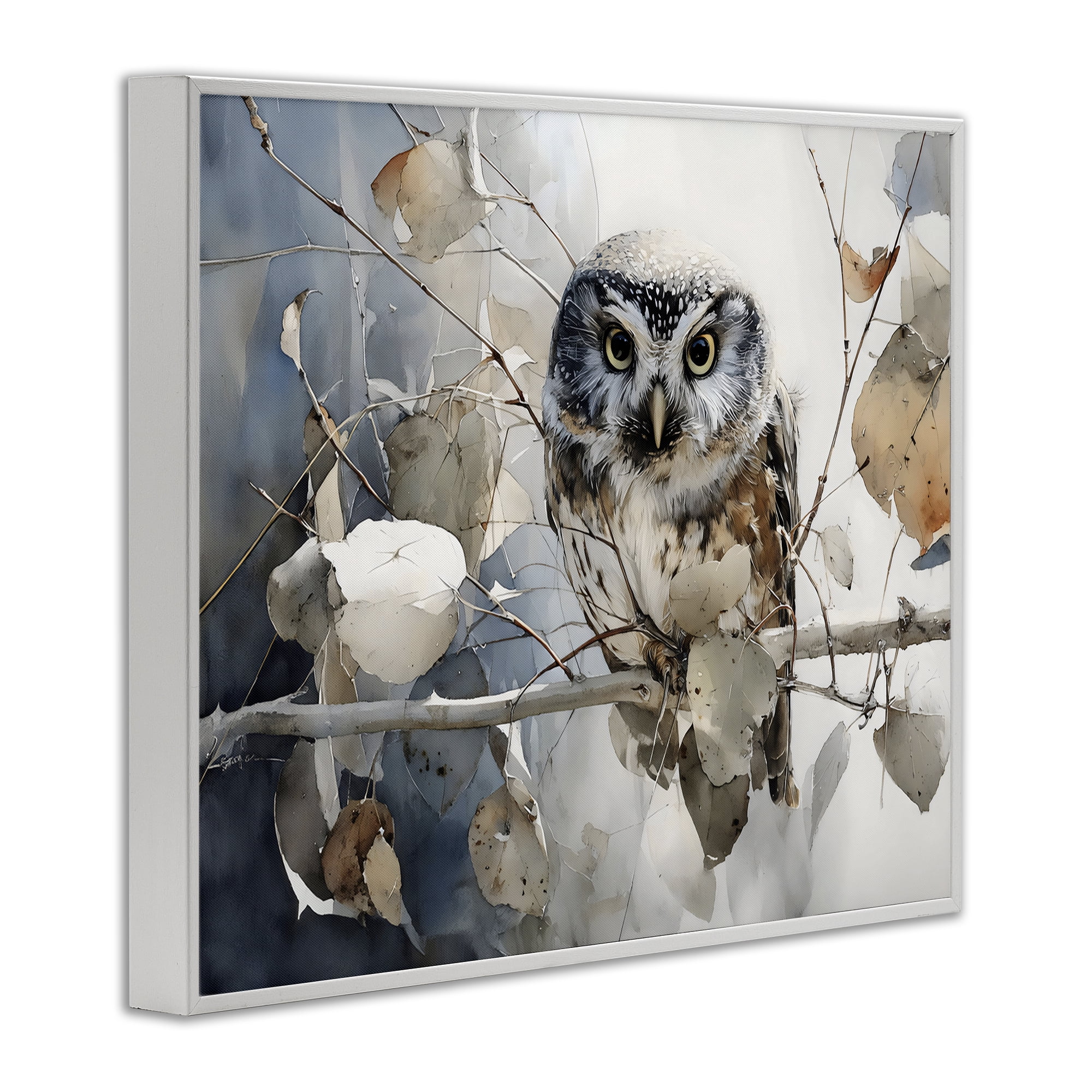 Stupell Industries Hoot Owl on Autumn Branch White Framed Giclee Art, design by Franklyn Gregory