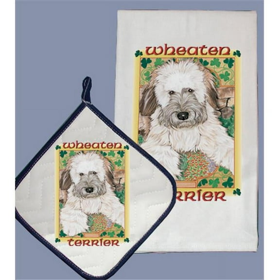 Pipsqueak Productions DP886 Dish Towel and Pot Holder Set - Wheaten Terrier