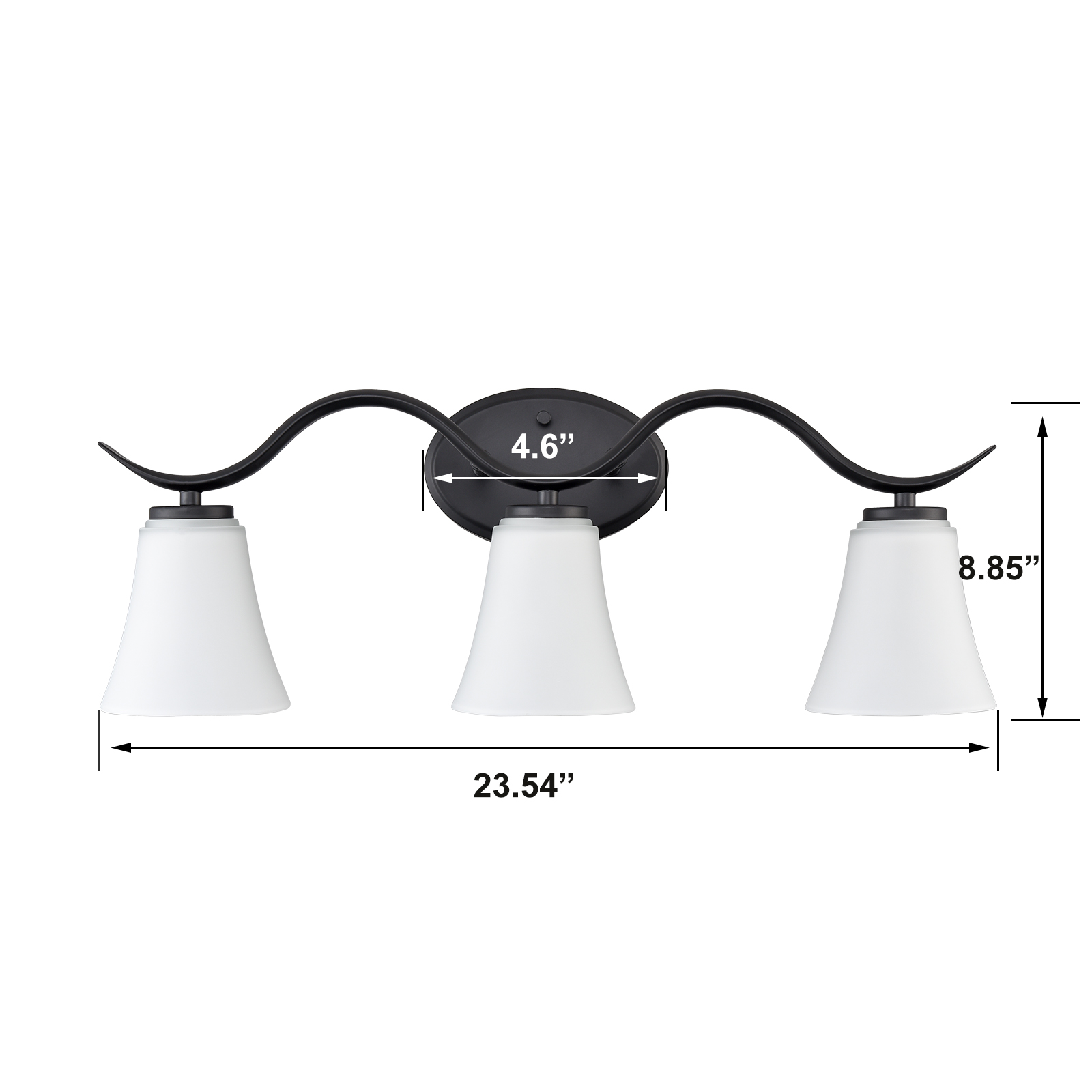 Bergamo 3-Light Black Vanity Light Farmhouse Bathroom Light Fixture Black Wall Sconce with Frosted Glass for Bathroom,Powder Room,Hallway