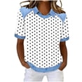 thumbnail image 2 of jobturf Womens Tops Trendy Color Block Polka Dots T Shirts Casual Loose Breathable Basic Tees Beach Vacation Summer Blouses S-XXXL, 2 of 5