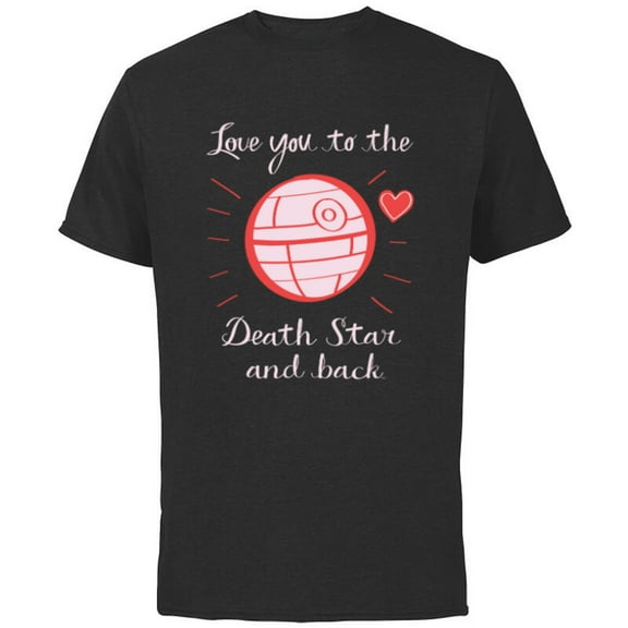 Star Wars Valentine Day Love You to the Death Star and Back - Short Sleeve Cotton T-Shirt for Adults - Customized-Black