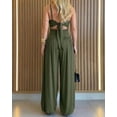 thumbnail image 5 of ChicMe Womens Jumpsuits Sleeveless Cut-Out Waist Backless Tie-Back Ruched Wide Leg Vacation Summer Jumpsuit for Women Green-L, 5 of 9