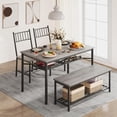 thumbnail image 2 of Bingirl 4-Piece Dining Set with Shelf: Grey Wooden-Look Table, 2 Chairs & Bench, MDF & Iron Compact Kitchen Furniture, 2 of 8