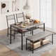thumbnail image 2 of 4-piece dining set con estante: gris de madera-look mesa, 2 sillas & bench, mdf & iron compact kitchen muebles, 2 of 8