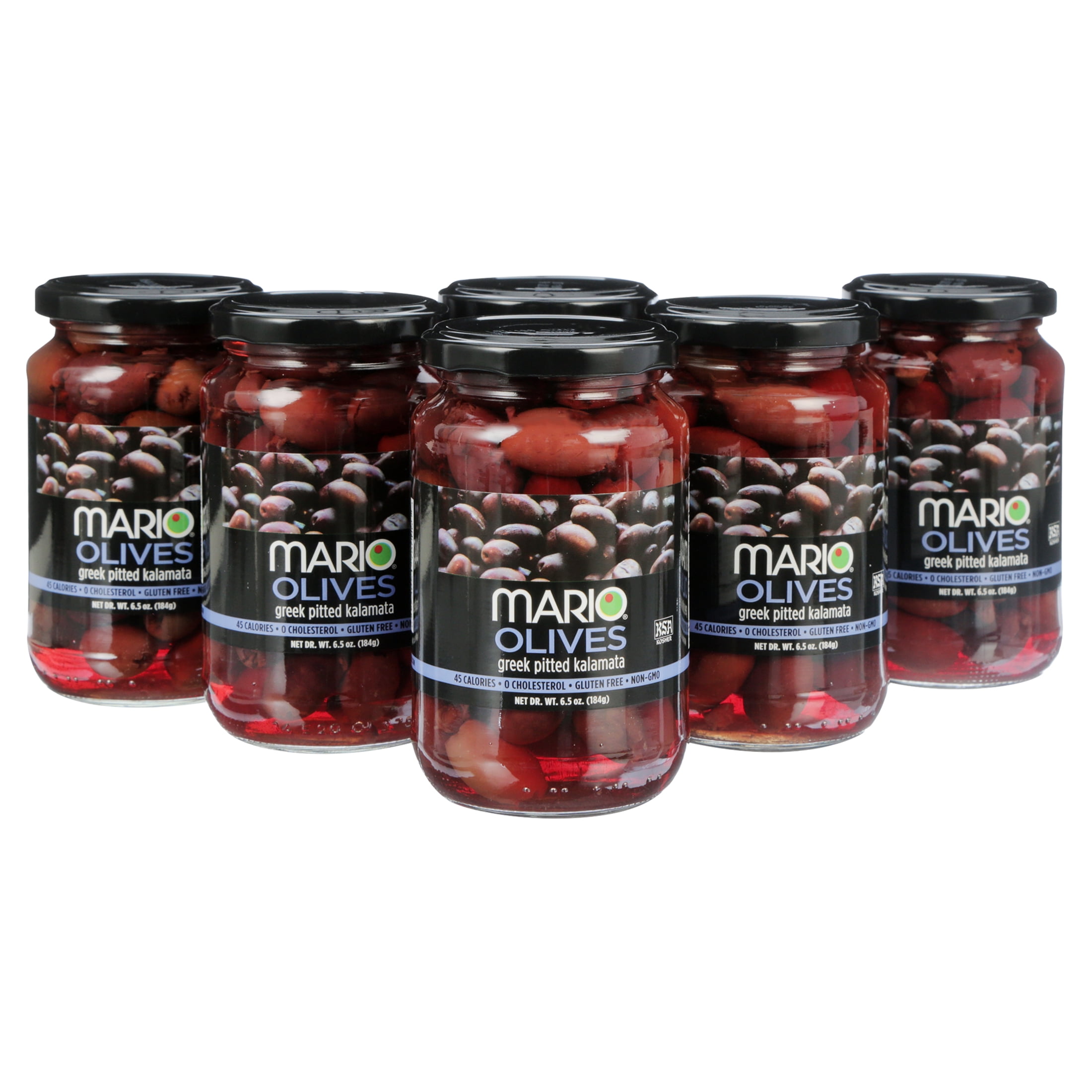 Mario Mediterranean Pitted Kalamata Olives, 6.5 oz, 6 Pack