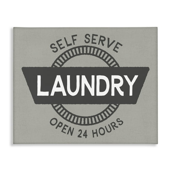 Stupell Industries Retro Self Serve Laundry Bath & Laundry Painting Wrapped Canvas Art Print Wall Art, 20 x 16