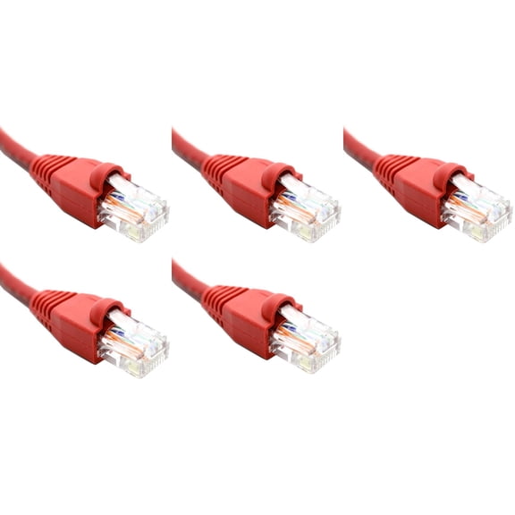 Ultra Spec Cables Pack of 5 - Red 1FT Cat6 Ethernet Network Cable LAN Internet Patch Cord RJ45 Gigabit