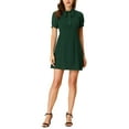 thumbnail image 2 of INSPIRE CHIC Robe Élégante pour Femme, Col à Nouer, Manches Courtes Bouffantes, Robe de Bureau, L Vert Foncé, 2 of 7
