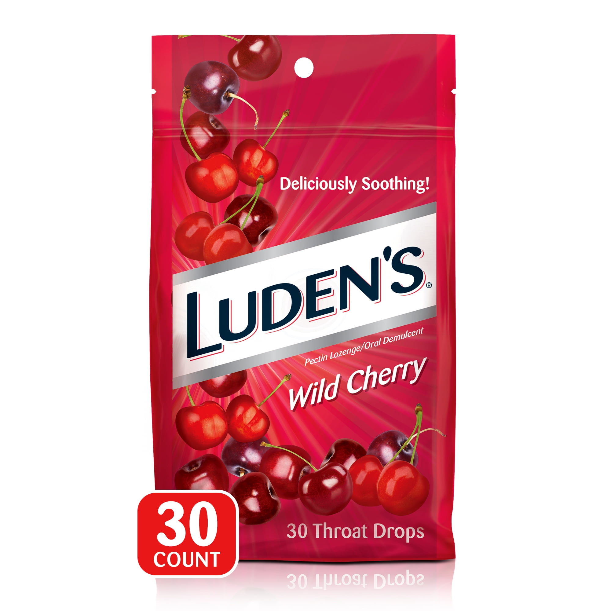 Luden's Deliciously Soothing Throat Drops, Wild Cherry Flavor, 30 Count
