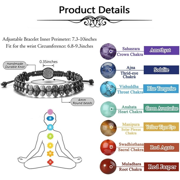 7 Chakra Bracelet Reiki Healing Stone Natural Crystal DIY Handmade Jewelry  Gift