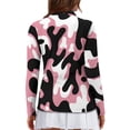 thumbnail image 2 of Yuyamidu Pink Cow Print Golf Shirt for Women Long Sleeve Golf Tops Cute 1/4 Zipper Soft Activewear Athletic Tennis Shirts Size 2XL, 2 of 8
