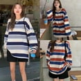 thumbnail image 3 of WAITLOVER Sudadera casual de manga larga a rayas con cuello redondo para mujer, 3 of 6