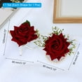 thumbnail image 2 of Uxcell Rose Bridesmaid Wrist Corsage Set for Groom Bride Groomsmen Wedding Suits Prom Ceremony Anniversary Party Red, 2 of 5