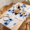 thumbnail image 5 of Spring Flower Placemats Set of 8, Retro Watercolor Blue Floral Leaf Plant Linen Texture Non-Slip Place Mats Washable Table Mats for Kitchen Dining Table Decorations Indoor/Outdoor, 5 of 9
