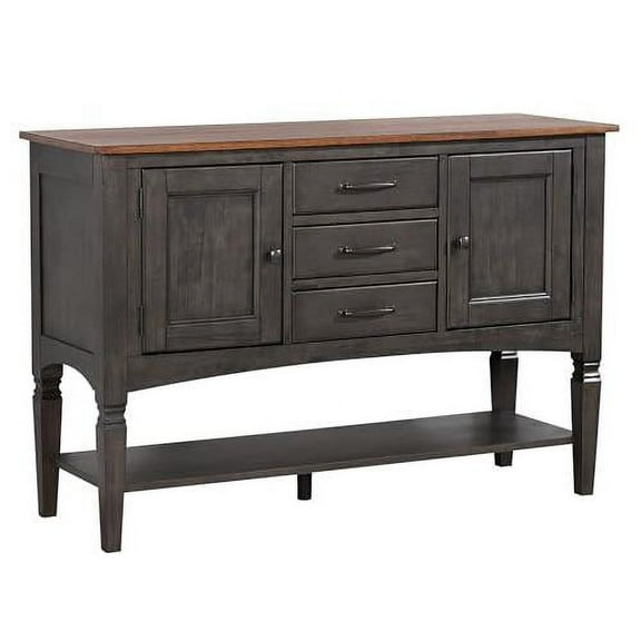 Sunset Trading Dakota 54" Wood Sideboard with Cabinet Drawers Shelf in Gray