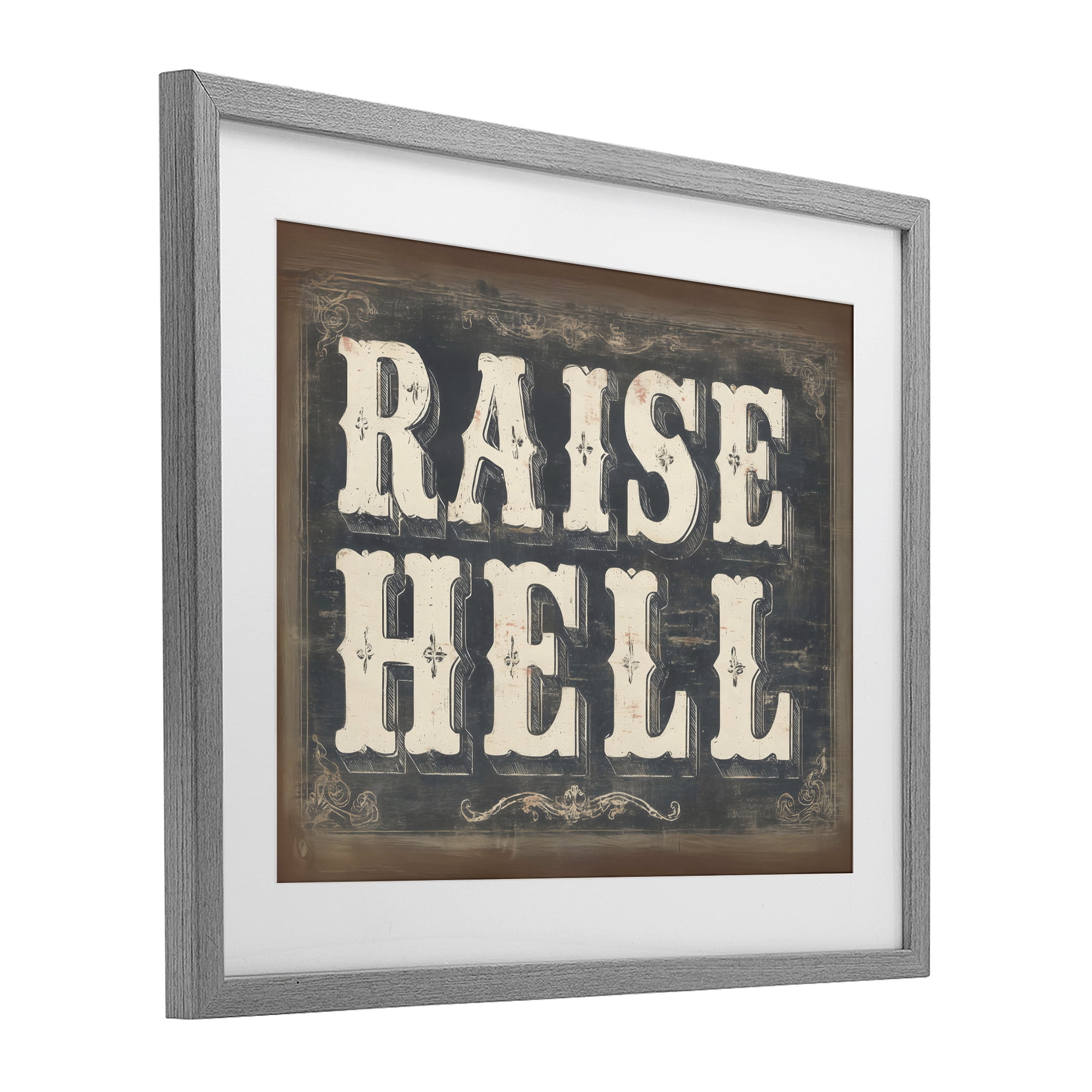 Stupell Industries Raise Hell Vintage Western Gray Framed Print Under Glass, design by Arlington Prints