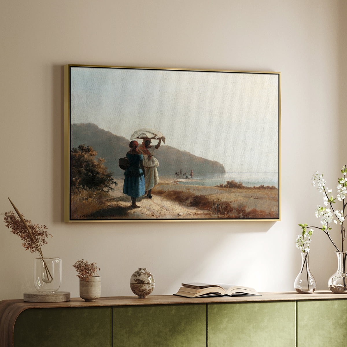 Vintage Landscape-CIX By Wexford Home Framed in Gold Wood Gallery Wrapped Canvas 25 in. x 37 in.
