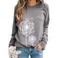 thumbnail image 2 of Camiseta Mujer Manga larga Cuello redondo Tops Poliéster Suéter deportivo Ropa con estampado informal, Gris, S kenally AP003791-10, 2 of 6