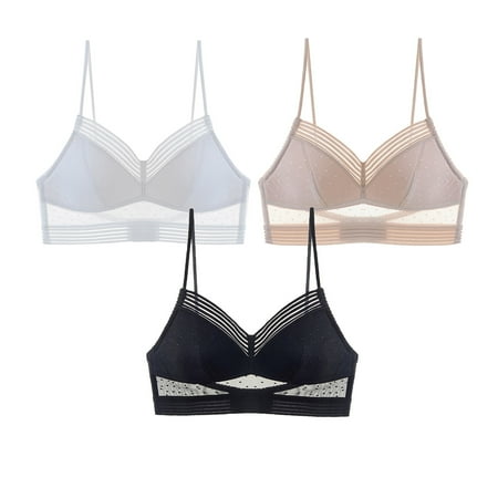 

wendunide underwear women 3PCWomens No Steel Ring French Underwear Sexy Big Open Back Beautiful Back U Shaped Bra Summer Ultra Thin Bud Bra Tube Tops Black S