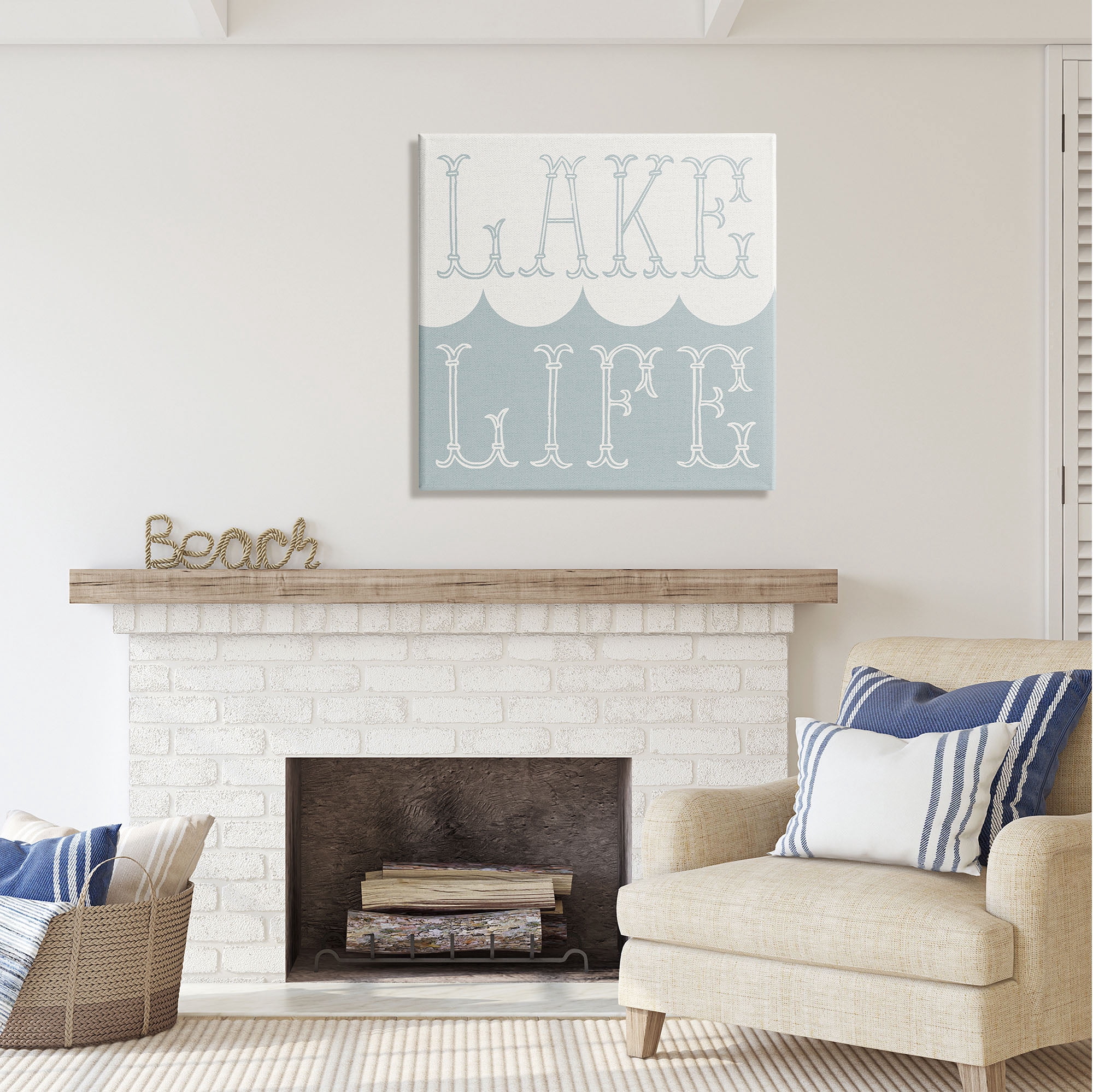 Stupell Industries Lake Life Wave Pattern Nature Painting Gallery Wrapped Canvas Print Wall Art, 30 x 30